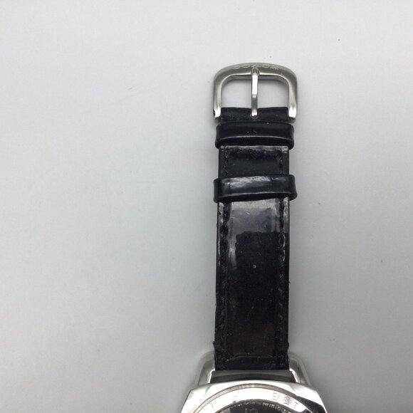 Coach Watch Women 39mm Silver Tone Black Logo Dial Crystals Leather New Battery main image 12
